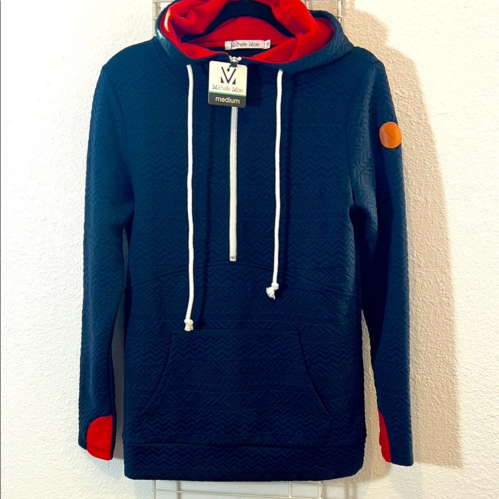 Navy Blue and Red Hoodie